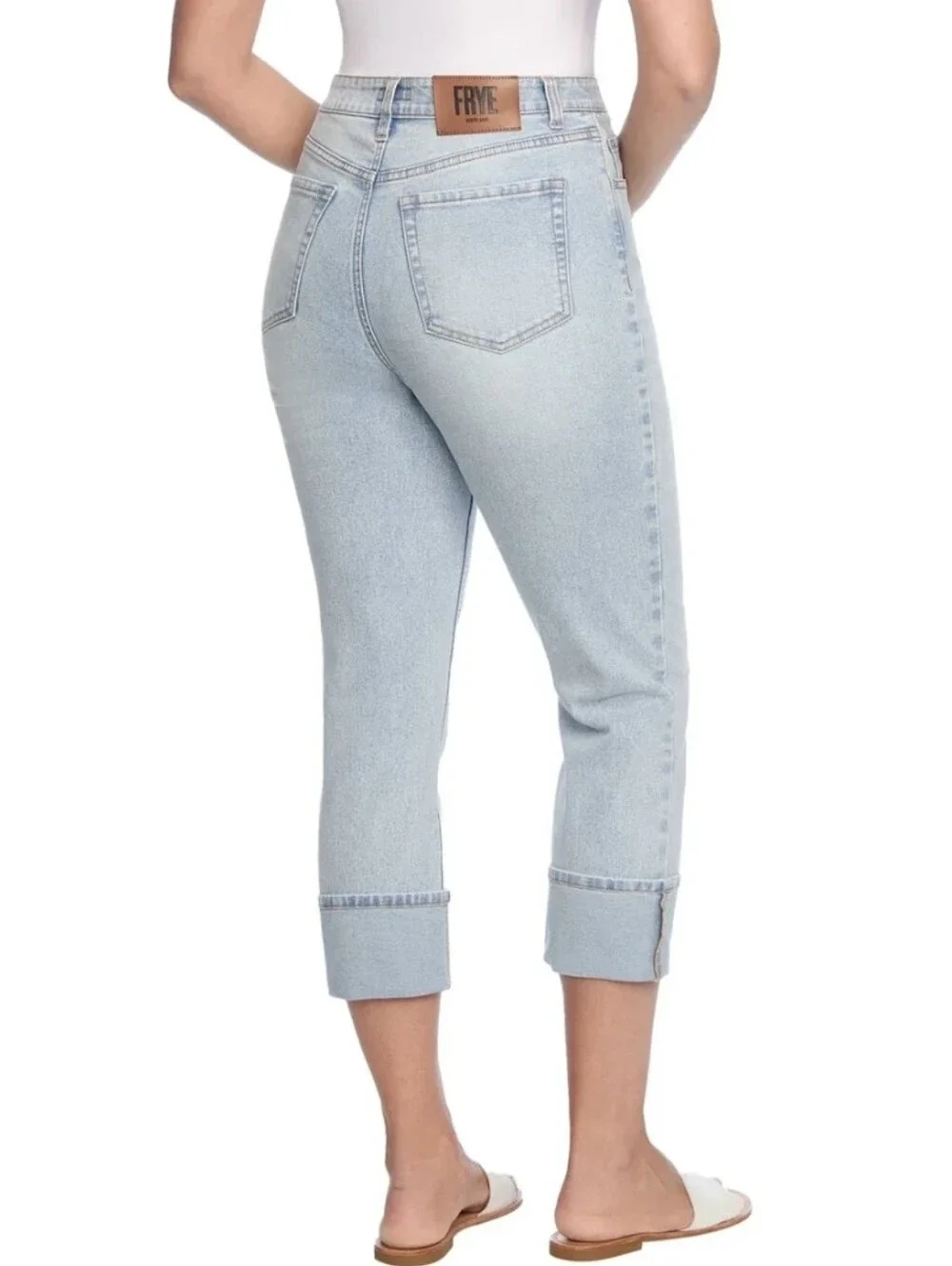 Frye High-Rise Cuffed Crop Plus Size Jeans in Stevie Light Wash - Size 14/32